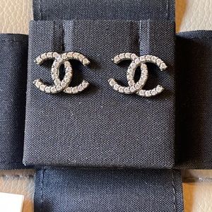 Chanel brand new ruthenium stud earrings